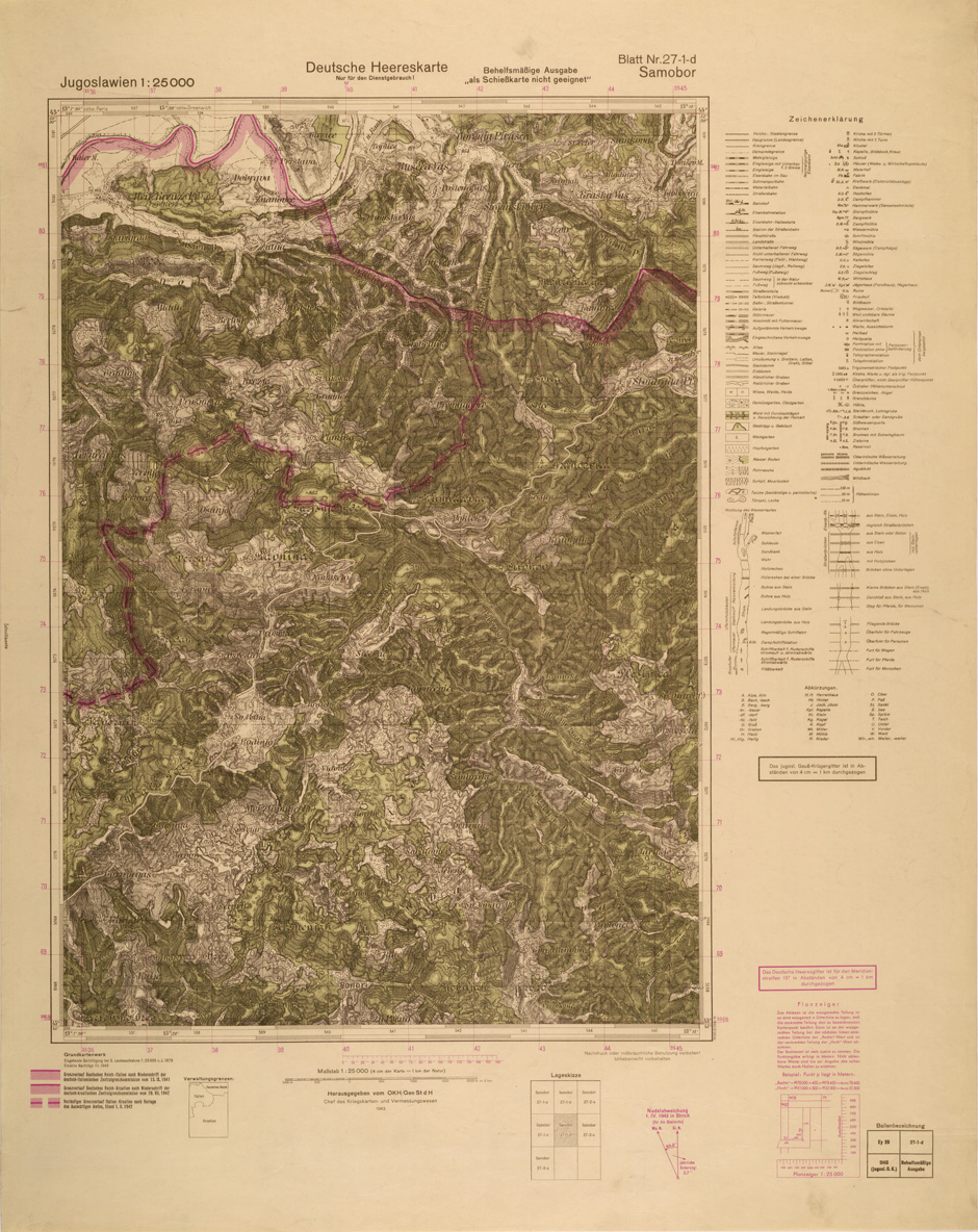(N:26993) JUGOSLAVIA AL 25.000 - EDIZIONE TEDESCA - SAMOBOR 27-1-D. (SE000844) Carte e stampe antiche: riproduzione a colori su carta (formato A1)