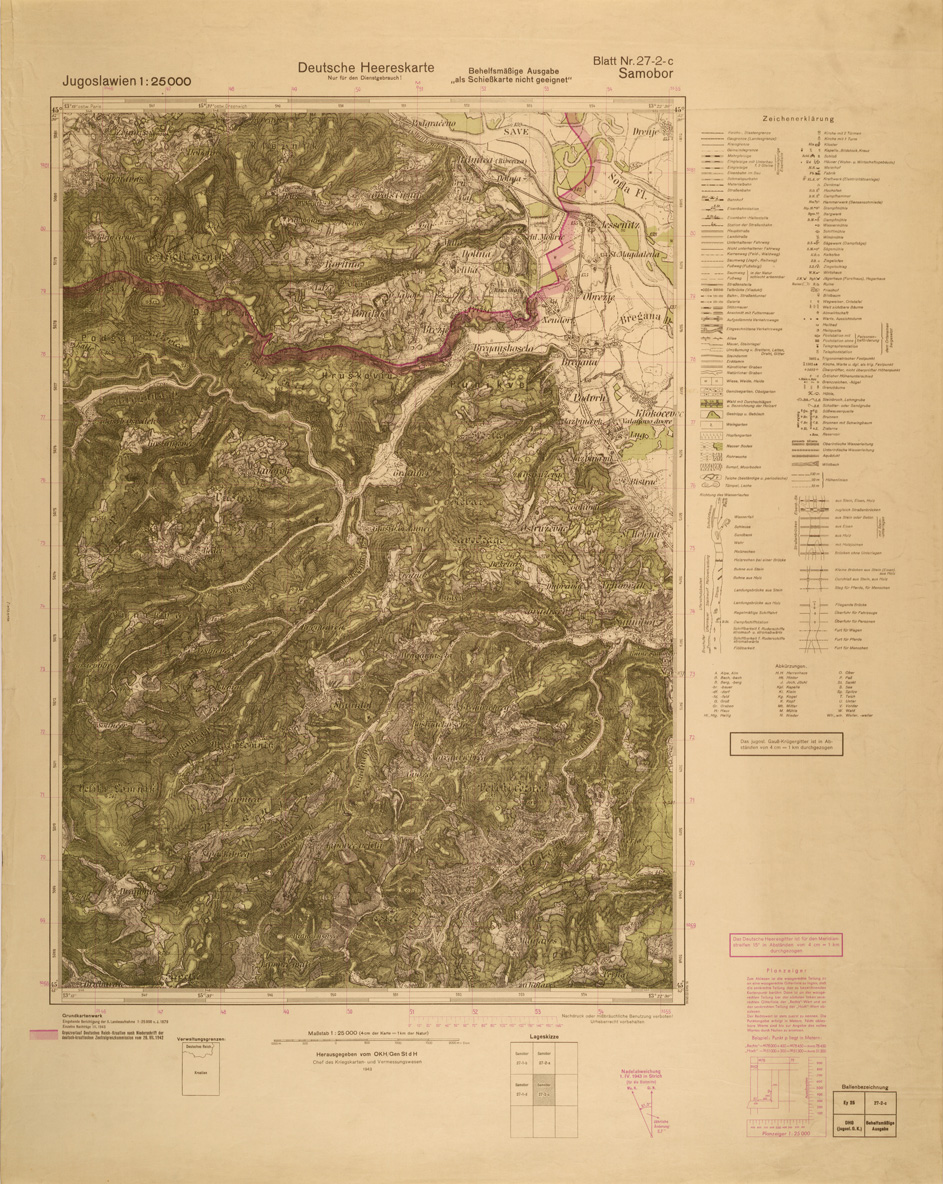 (N:26995) JUGOSLAVIA AL 25.000 - EDIZIONE TEDESCA - SAMOBOR 27-2-C. (SE000846) Carte e stampe antiche: riproduzione a colori su carta (formato A1)