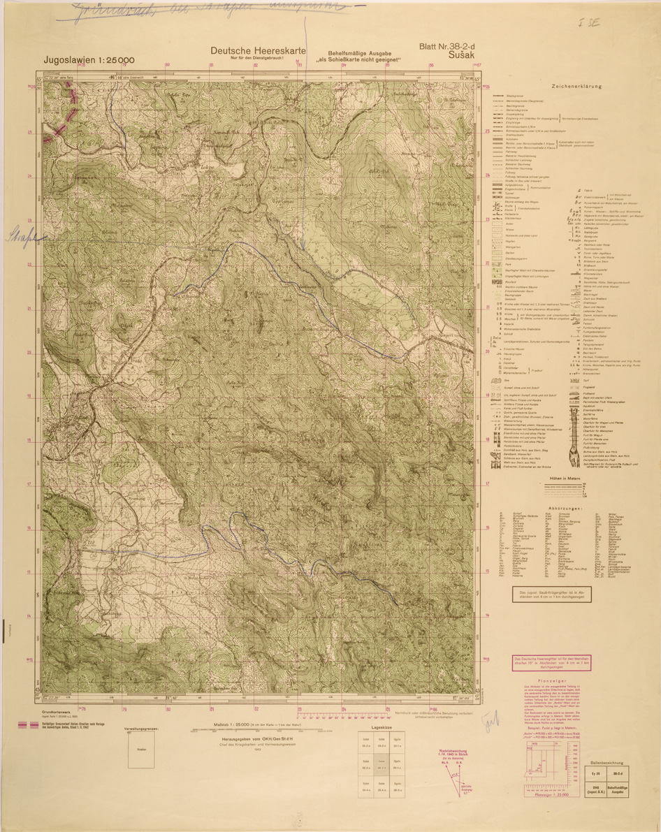 (N:27006) JUGOSLAVIA AL 25.000 - EDIZIONE TEDESCA - SUSAK 38-2-D. (SE000855) Carte e stampe antiche: riproduzione a colori su carta (formato A1)