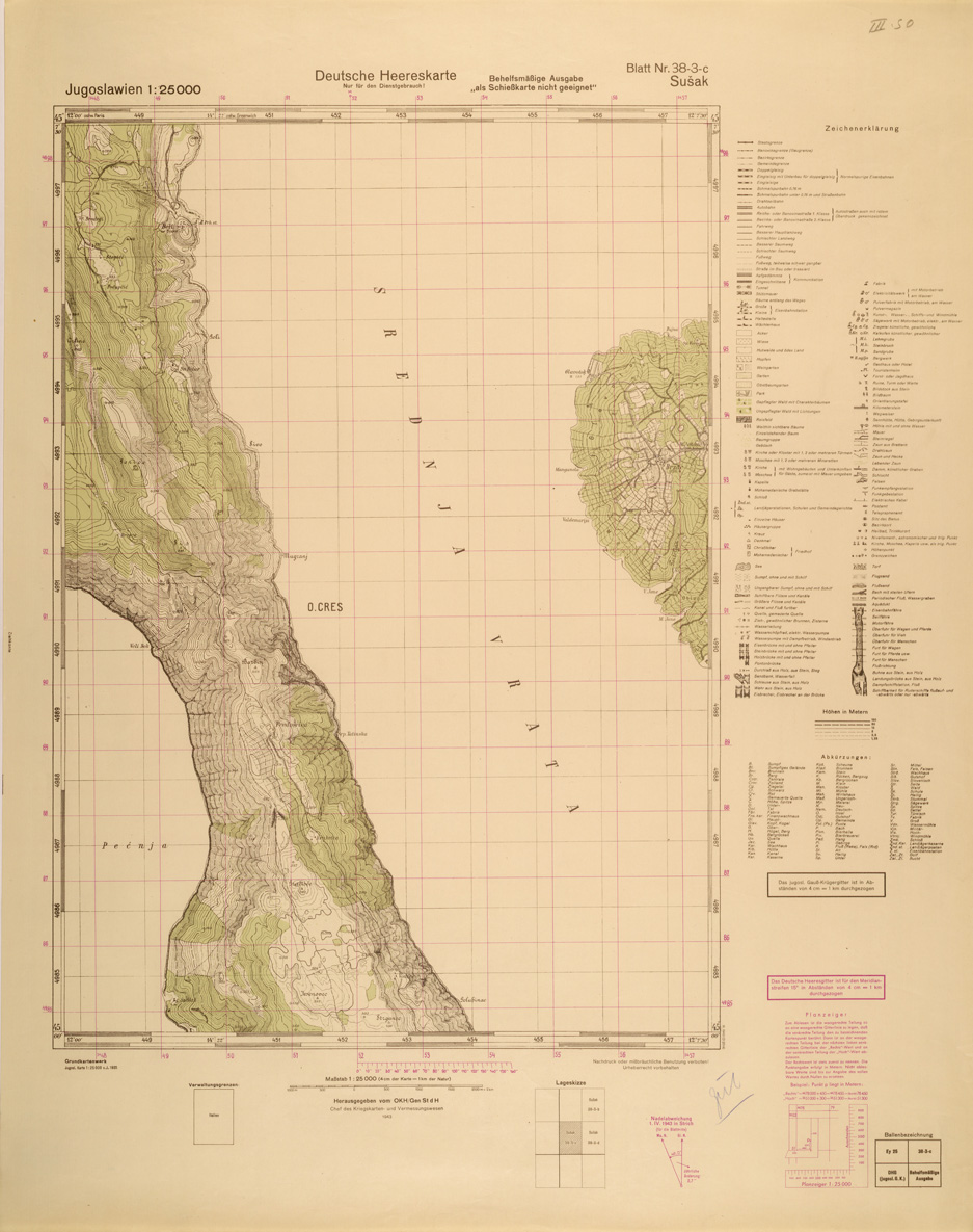 (N:27008) JUGOSLAVIA AL 25.000 - EDIZIONE TEDESCA - SUSAK 38-3-C. (SE000857) Carte e stampe antiche: riproduzione a colori su carta (formato A1)