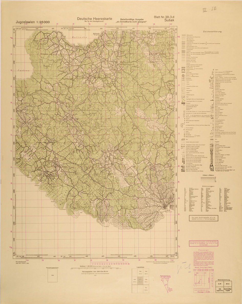 (N:27009) JUGOSLAVIA AL 25.000 - EDIZIONE TEDESCA - SUSAK 38-3-D. (SE000858) Carte e stampe antiche: riproduzione a colori su carta (formato A1)