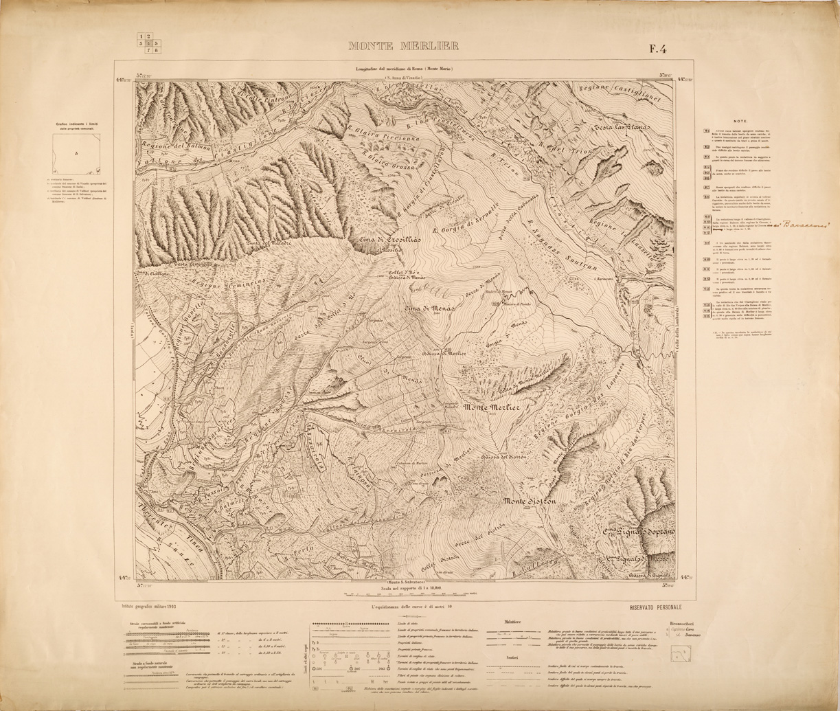 (N:27022) FRONTIERA NIZZARDA - FOGLIO 04 - MONTE MERLIER (SE000868) Carte e stampe antiche: riproduzione a colori su carta (formato A1)