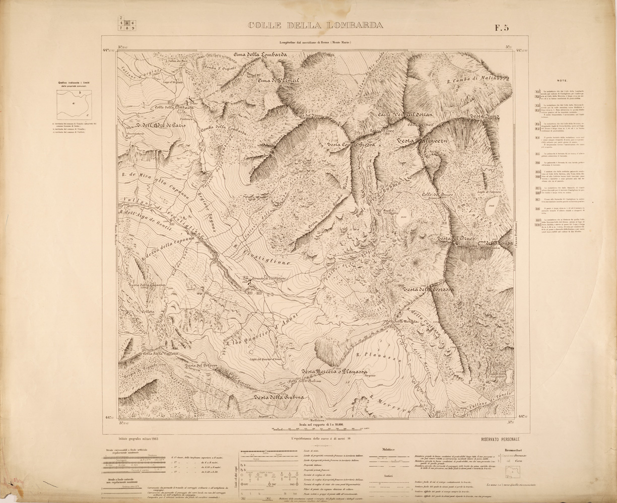 (N:27023) FRONTIERA NIZZARDA - FOGLIO 05 - COLLE DELLA LOMBARDA (SE000869) Carte e stampe antiche: riproduzione a colori su carta (formato A1)
