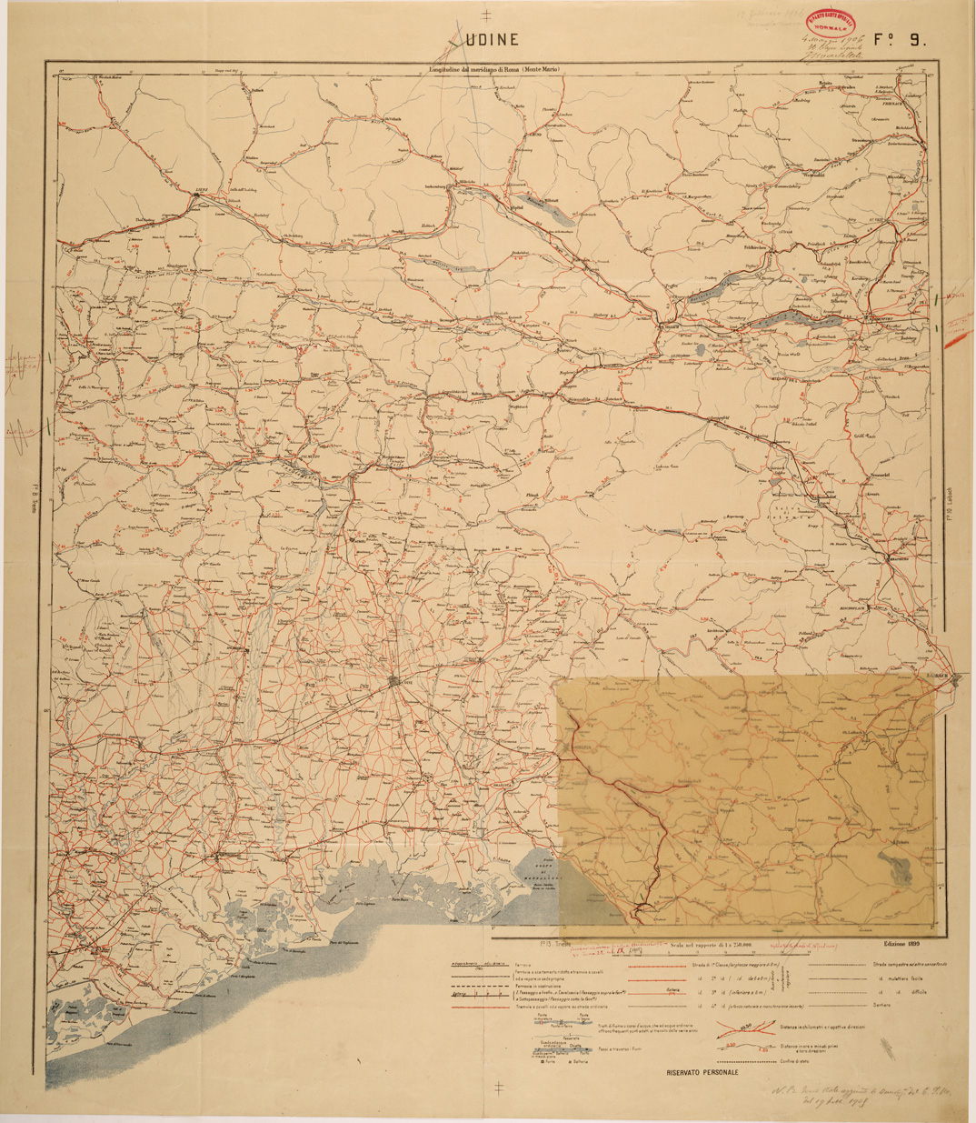 (N:27058) CARTA LOGISTICA - FOGLIO 09 - UDINE (SE000913) Carte e stampe antiche: riproduzione a colori su carta (formato A1)