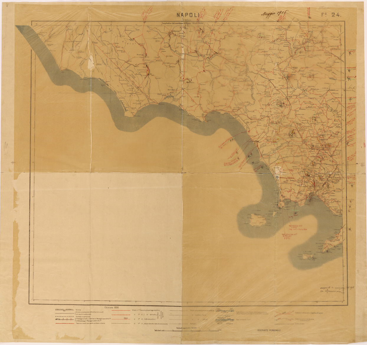 (N:27076) CARTA LOGISTICA - FOGLIO 24 - NAPOLI (SE000939) Carte e stampe antiche: riproduzione a colori su carta (formato A1)