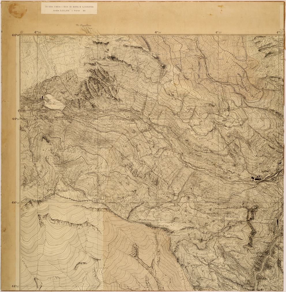 (N:27085) DA CIMA NAUCA A CIMA DI MARTA E M. TORAGGIO - FOGLIO NO (SE000955) Carte e stampe antiche: riproduzione a colori su carta (formato A1)