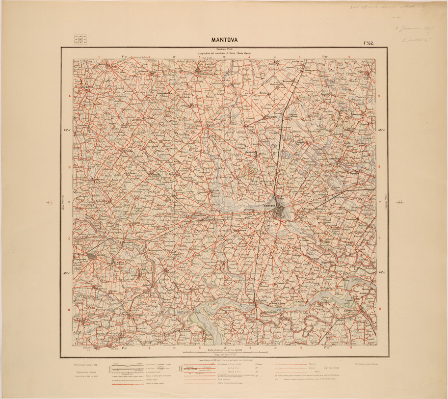 (N:27170) CARTA D'ITALIA - FOGLIO 062 - MANTOVA (SE000973) Carte e stampe antiche: riproduzione a colori su carta (formato A1)