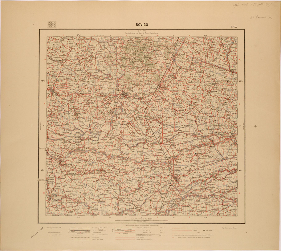 (N:27172) CARTA D'ITALIA - FOGLIO 064 - ROVIGO (SE000975) Carte e stampe antiche: riproduzione a colori su carta (formato A1)