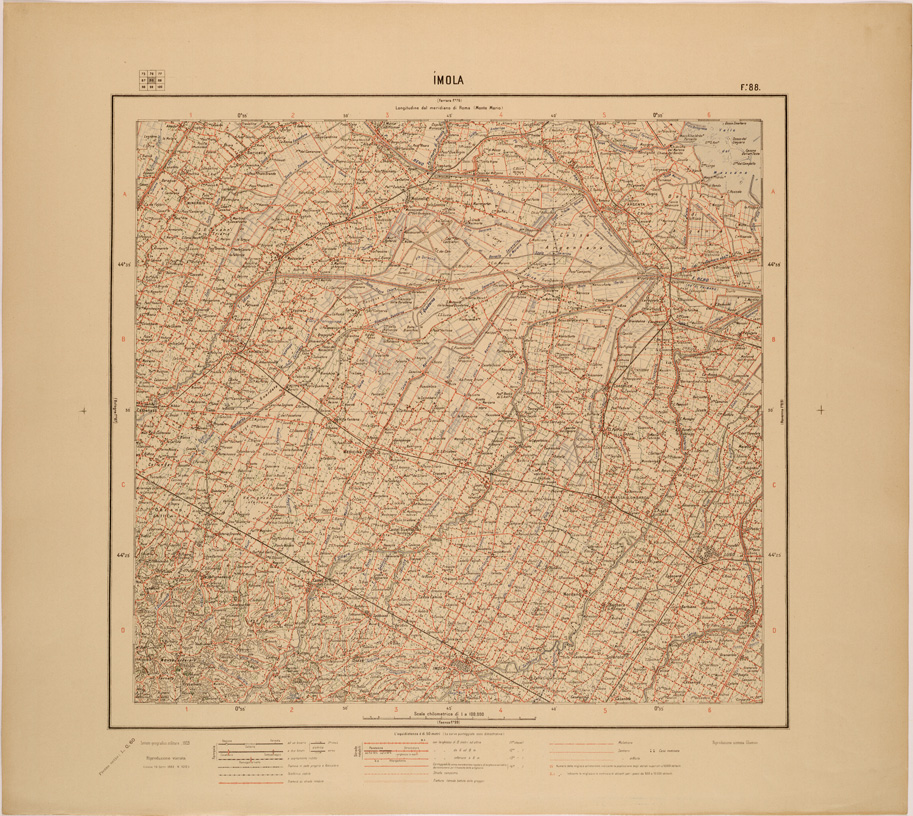(N:27181) CARTA D'ITALIA - FOGLIO 088 - IMOLA (SE000981) Carte e stampe antiche: riproduzione a colori su carta (formato A1)