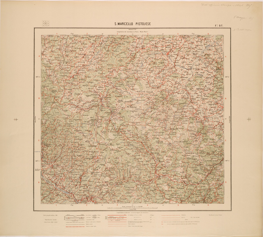 (N:27227) CARTA D'ITALIA - FOGLIO 097 - S. MARCELLO PISTOIESE (SE000983) Carte e stampe antiche: riproduzione a colori su carta (formato A1)