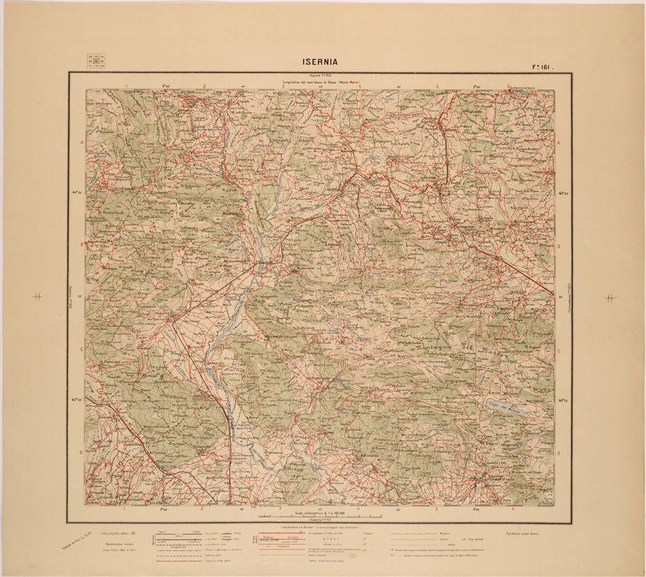 (N:27235) CARTA D'ITALIA - FOGLIO 161 - ISERNIA (SE000991) Carte e stampe antiche: riproduzione a colori su carta (formato A1)