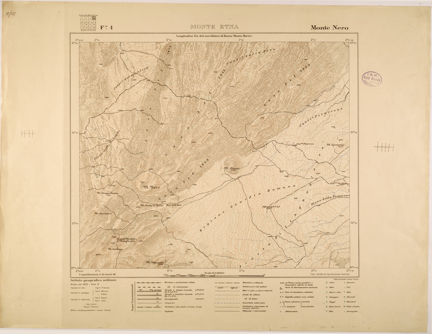 (N:27361) MONTE ETNA - FOGLIO 04 - MONTE NERO (SE001012) Carte e stampe antiche: riproduzione a colori su carta (formato A1)
