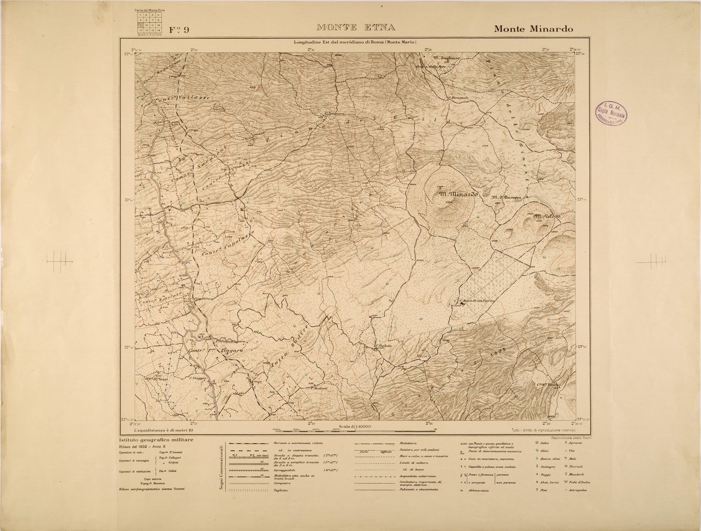(N:27367) MONTE ETNA - FOGLIO 09 - MONTE MINARDO (SE001017) Carte e stampe antiche: riproduzione a colori su carta (formato A1)