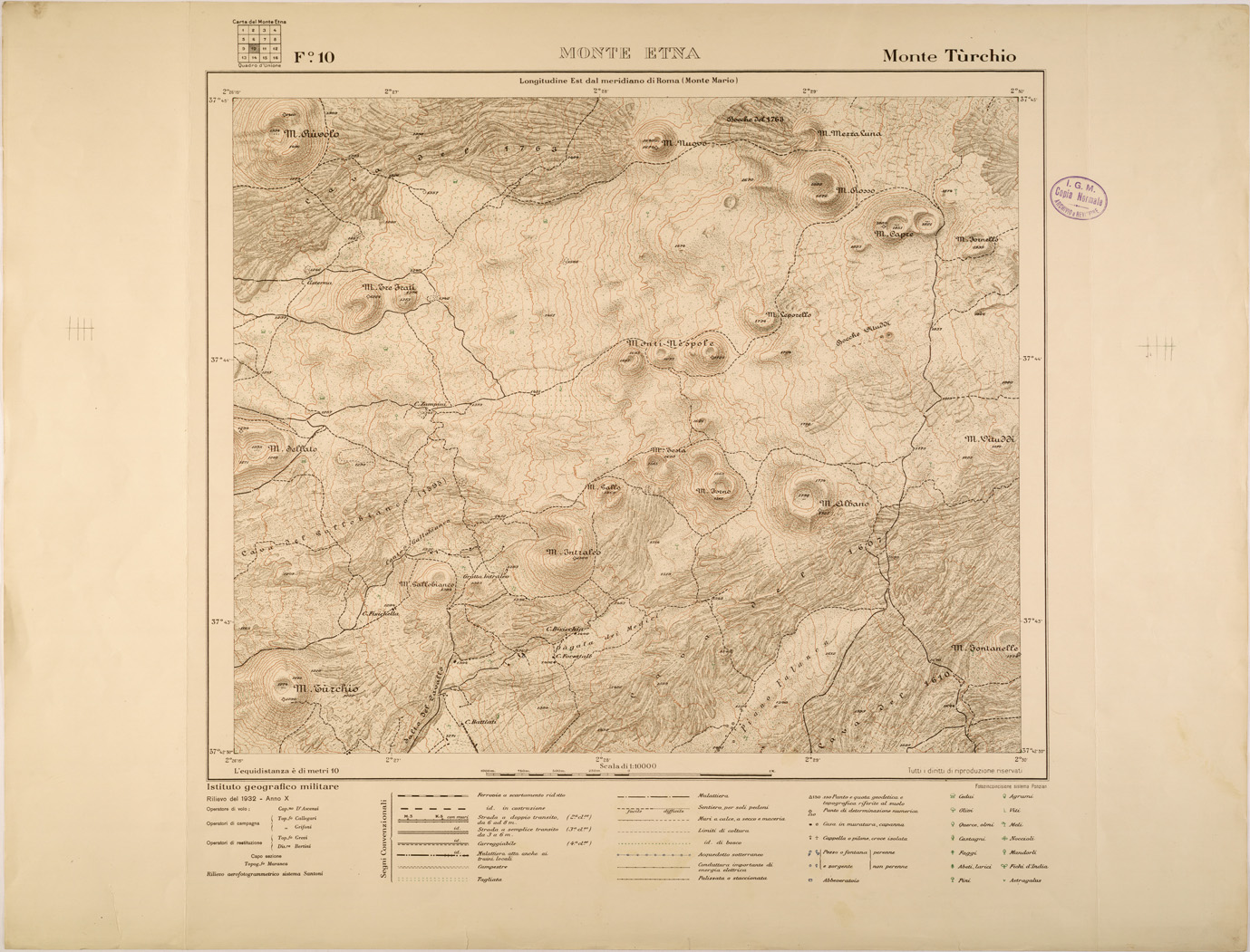 (N:27368) MONTE ETNA - FOGLIO 10 - MONTE TURCHIO (SE001018) Carte e stampe antiche: riproduzione a colori su carta (formato A1)