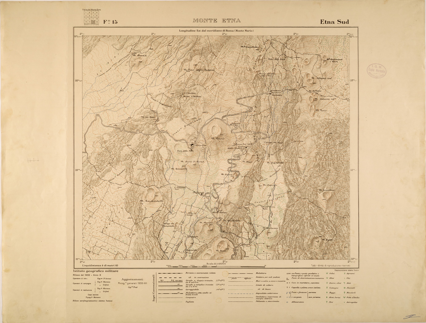 (N:27373) MONTE ETNA - FOGLIO 15 - ETNA SUD (SE001023) Carte e stampe antiche: riproduzione a colori su carta (formato A1)
