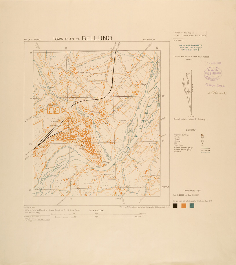 (N:27258) TOWN PLAN OF BELLUNO (SE001084) Carte e stampe antiche: riproduzione a colori su carta (formato A1)