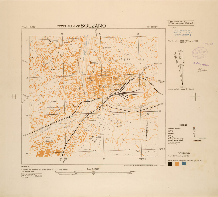 (N:27260) TOWN PLAN OF BOLZANO (SE001086) Carte e stampe antiche: riproduzione a colori su carta (formato A1)