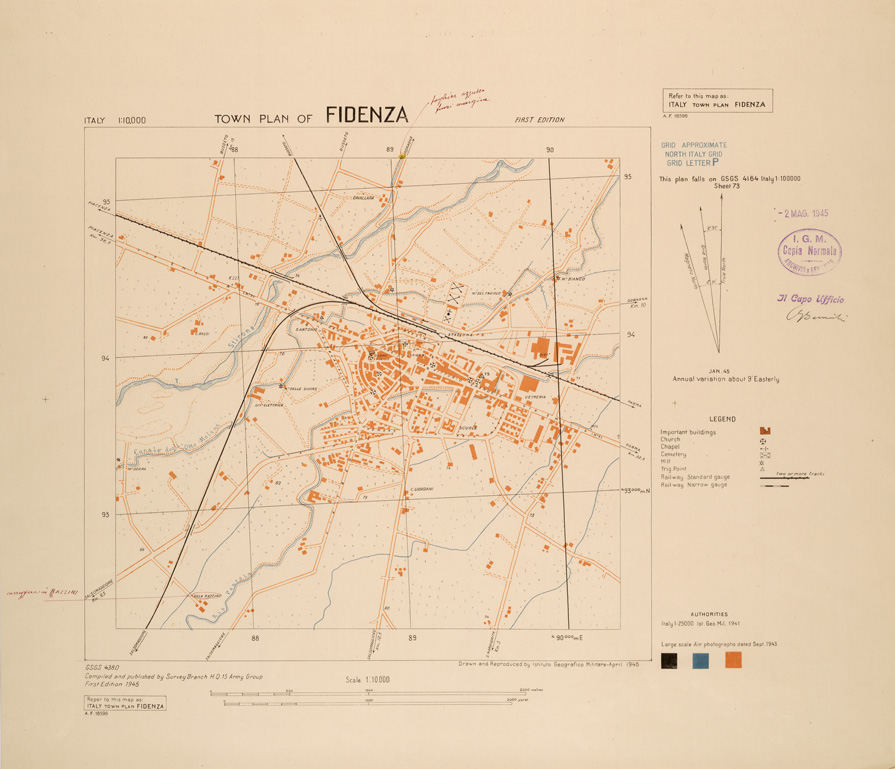 (N:27266) TOWN PLAN OF FIDENZA (SE001092) Carte e stampe antiche: riproduzione a colori su carta (formato A1)