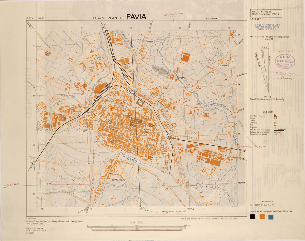 (N:27275) TOWN PLAN OF PAVIA (SE001101) Carte e stampe antiche: riproduzione a colori su carta (formato A1)