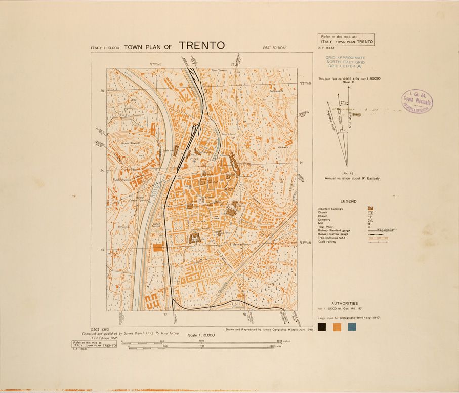 (N:27277) TOWN PLAN OF TRENTO (SE001103) Carte e stampe antiche: riproduzione a colori su carta (formato A1)