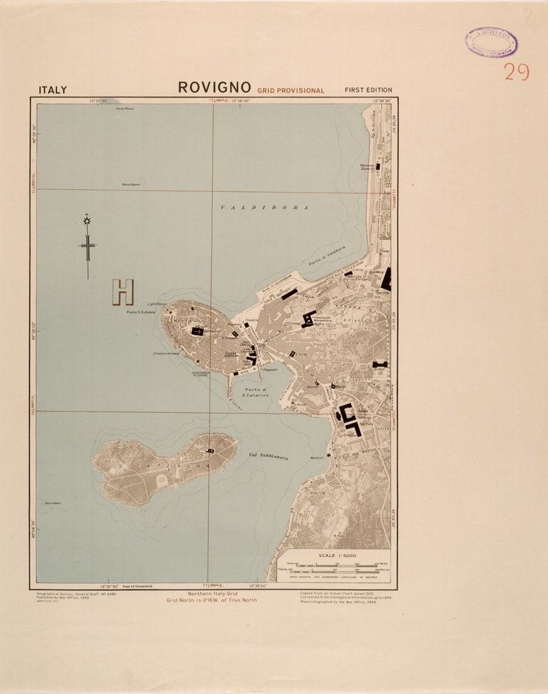 (N:27309) ROVIGNO (SE001135) Carte e stampe antiche: riproduzione a colori su carta (formato A1)