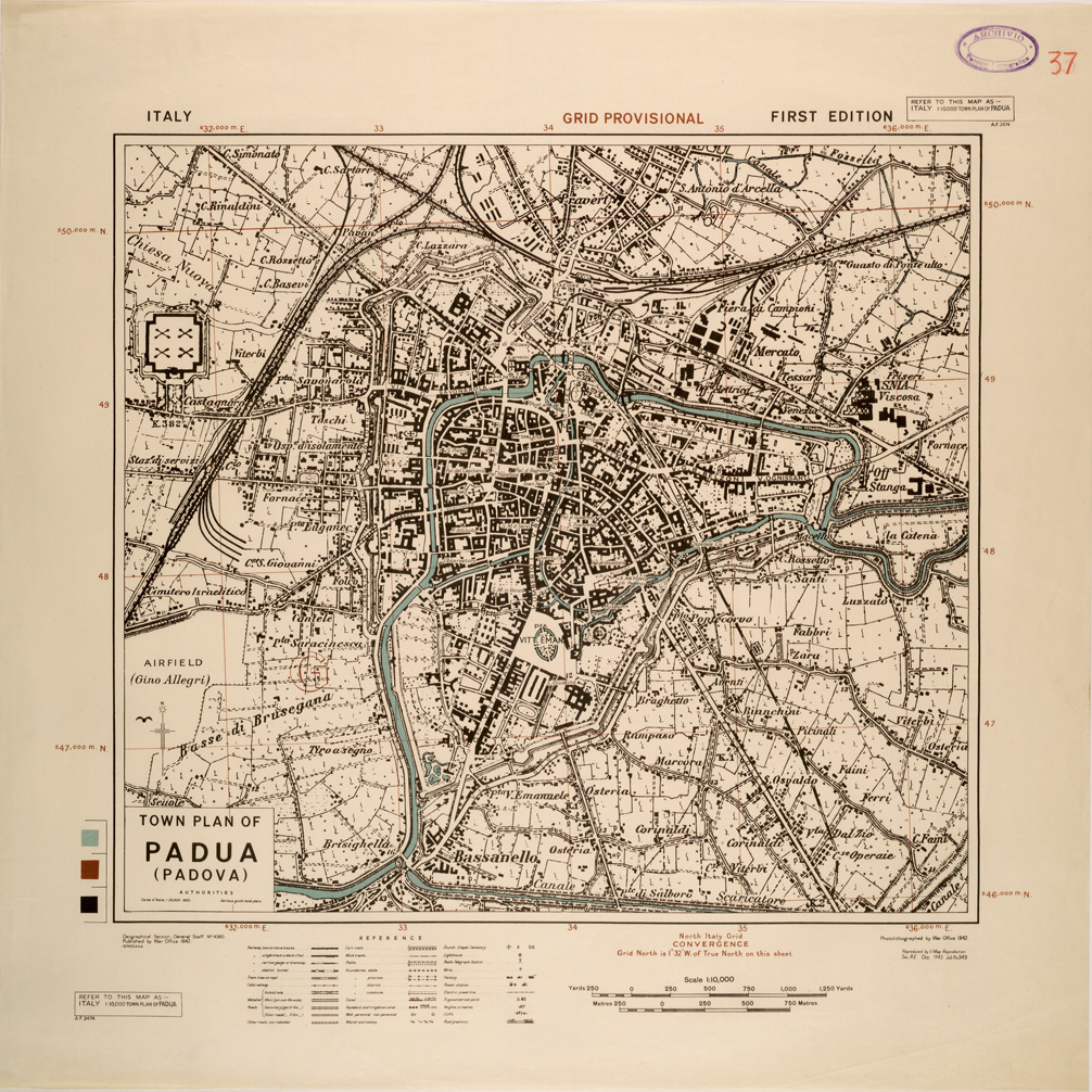 (N:27317) TOWN PLAN OF PADUA ( PADOVA ) (SE001143) Carte e stampe antiche: riproduzione a colori su carta (formato A1)