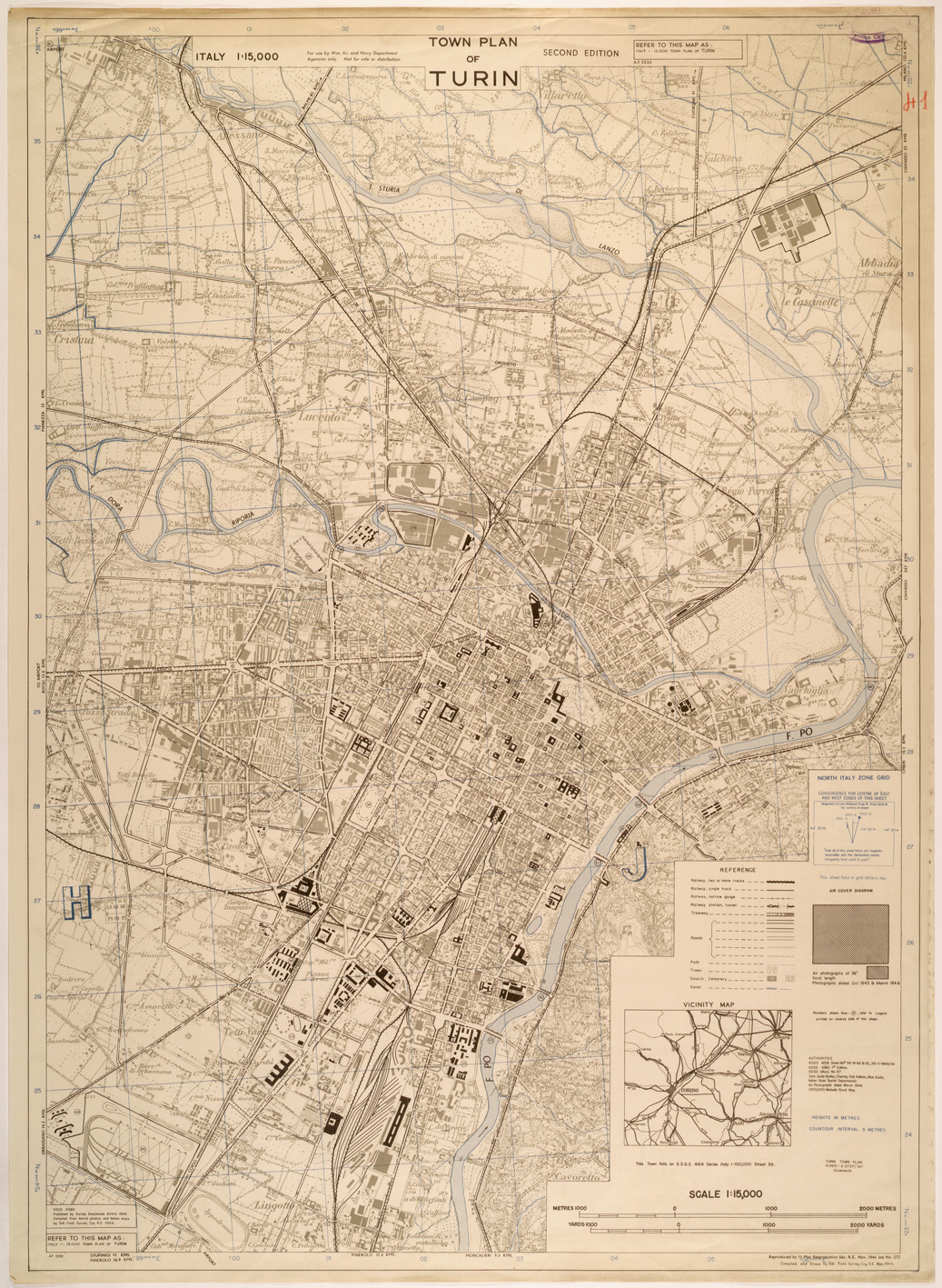 (N:27321) TOWN PLAN OF TURIN ( TORINO ) (SE001147) Carte e stampe antiche: riproduzione a colori su carta (formato A1)