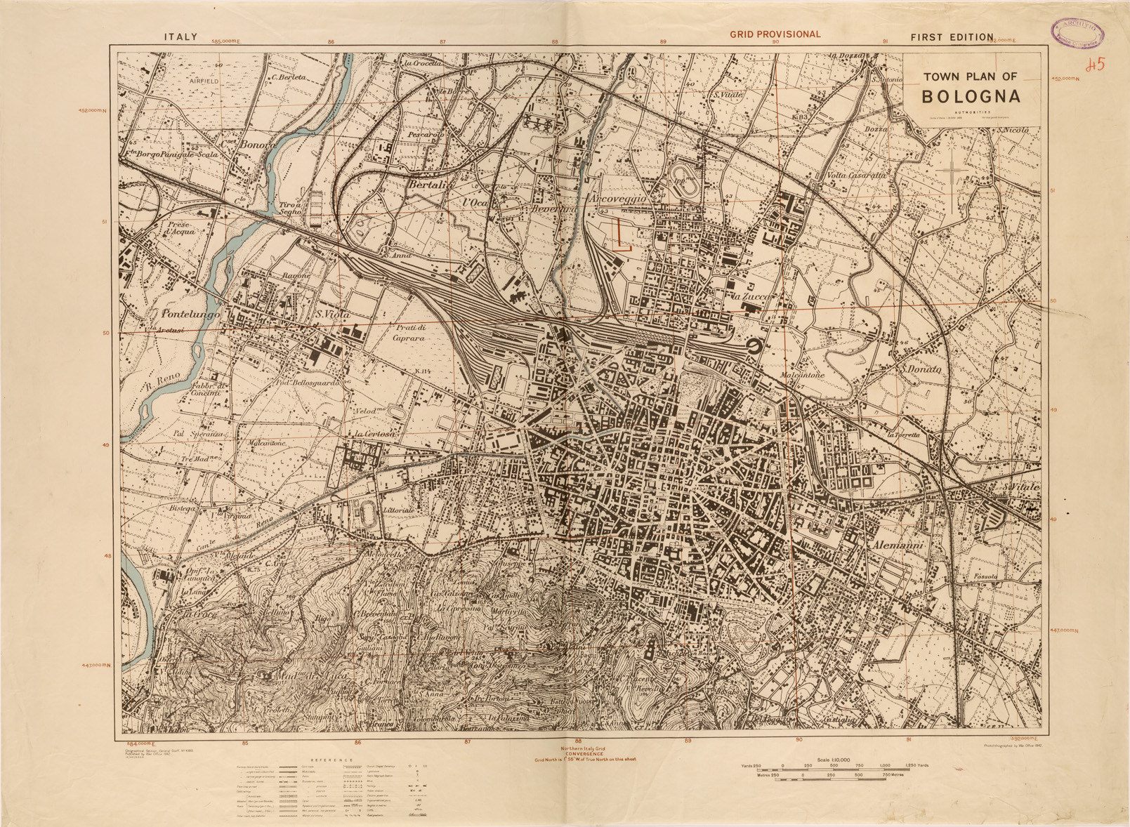 (N:27325) TOWN PLAN OF BOLOGNA (SE001151) Carte e stampe antiche: riproduzione a colori su carta (formato A1)