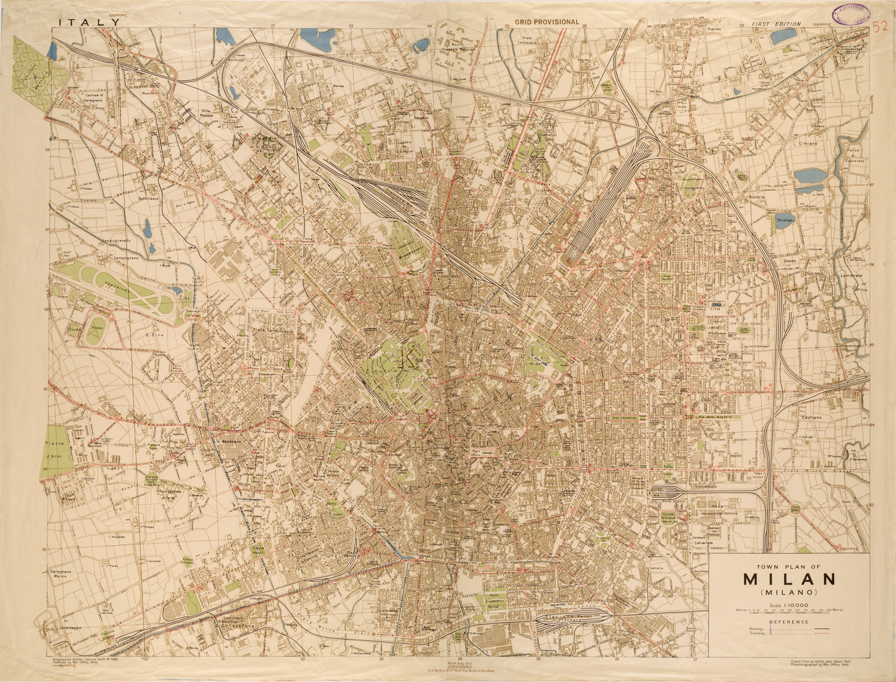 (N:27333) TOWN PLAN OF MILAN ( MILANO ) (SE001160) Carte e stampe antiche: riproduzione a colori su carta (formato A1)