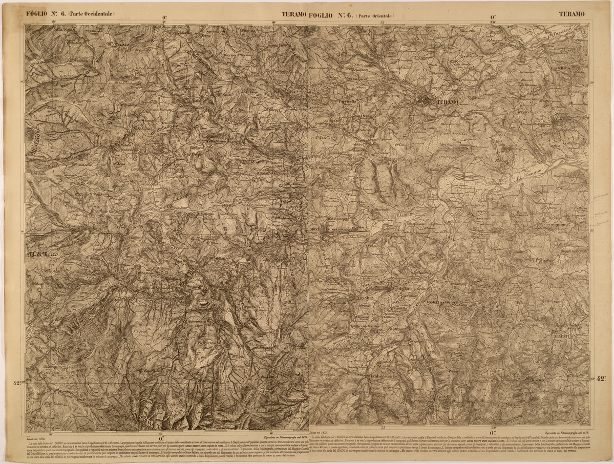 (N:27454) CARTA DELLE PROVINCE MERIDIONALI - FOGLIO 6 - TERAMO (SE001197) Carte e stampe antiche: riproduzione a colori su carta (formato A1)