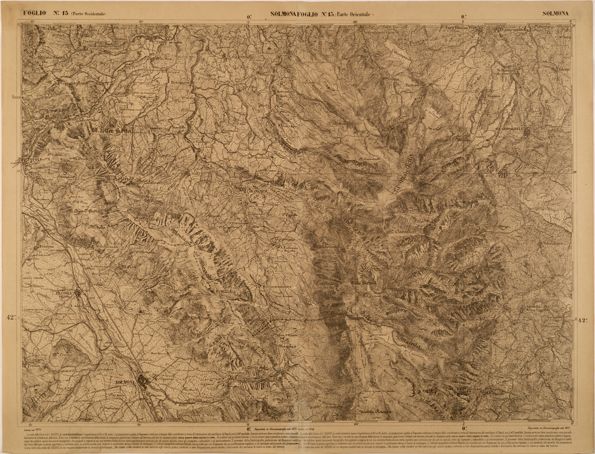 (N:27464) CARTA DELLE PROVINCE MERIDIONALI - FOGLIO 15 - SOLMONA (SE001207) Carte e stampe antiche: riproduzione a colori su carta (formato A1)