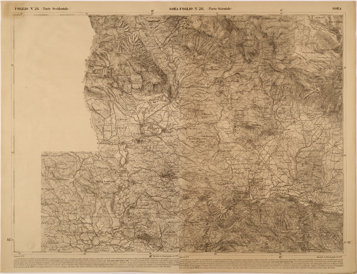 (N:27475) CARTA DELLE PROVINCE MERIDIONALI - FOGLIO 26 - SORA (SE001218) Carte e stampe antiche: riproduzione a colori su carta (formato A1)