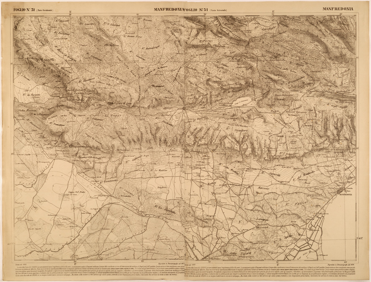 (N:27480) CARTA DELLE PROVINCE MERIDIONALI - FOGLIO 31 - MANFREDONIA (SE001223) Carte e stampe antiche: riproduzione a colori su carta (formato A1)