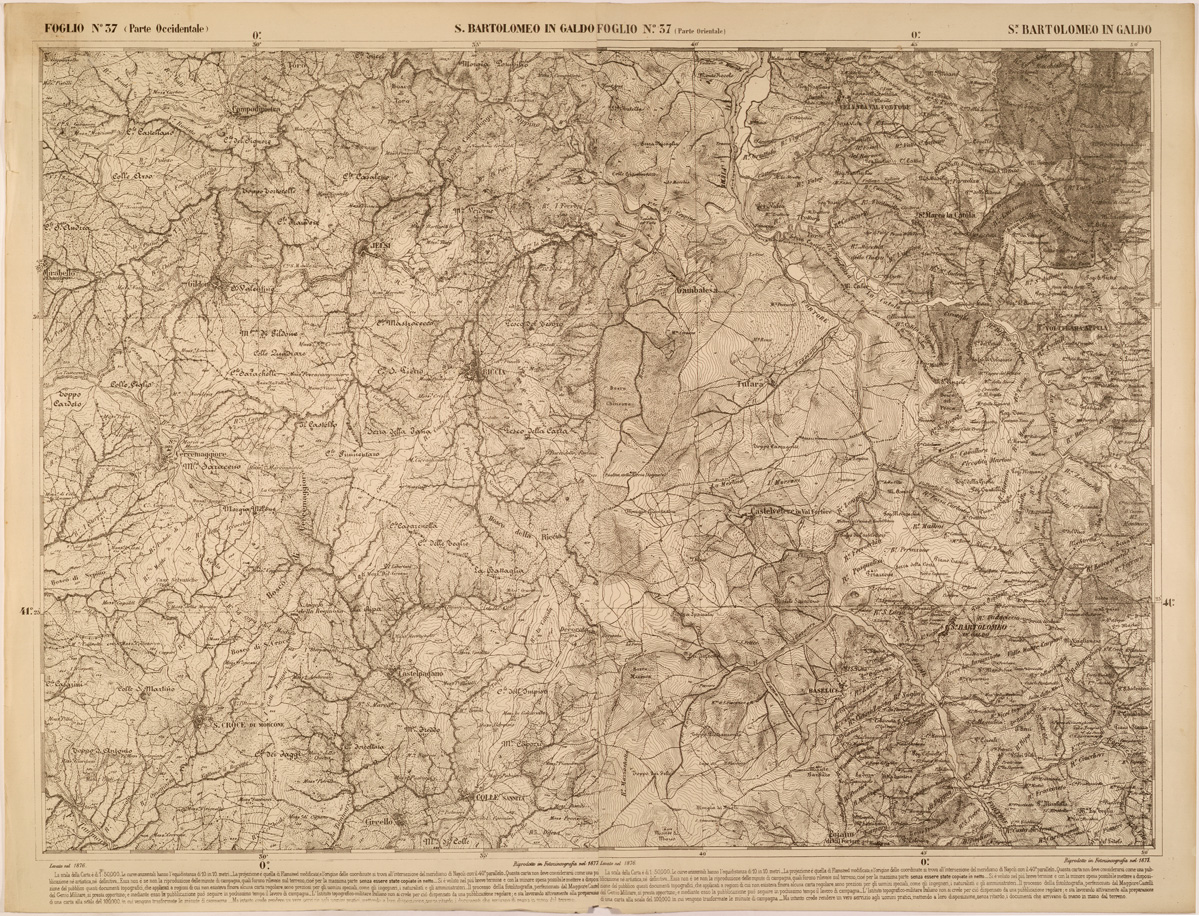(N:27486) CARTA DELLE PROVINCE MERIDIONALI - FOGLIO 37 - S. BARTOLOMEO IN GALDO (SE001229) Carte e stampe antiche: riproduzione a colori su carta (formato A1)