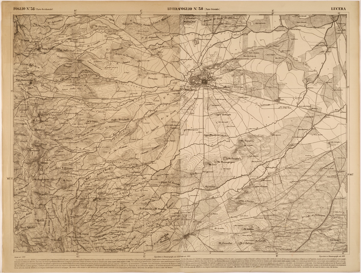 (N:27487) CARTA DELLE PROVINCE MERIDIONALI - FOGLIO 38 - LUCERA (SE001230) Carte e stampe antiche: riproduzione a colori su carta (formato A1)