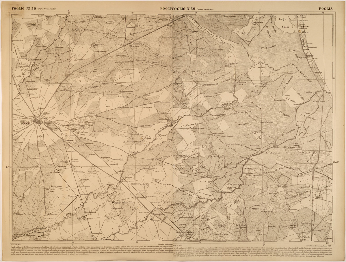 (N:27488) CARTA DELLE PROVINCE MERIDIONALI - FOGLIO 39 - FOGGIA (SE001231) Carte e stampe antiche: riproduzione a colori su carta (formato A1)