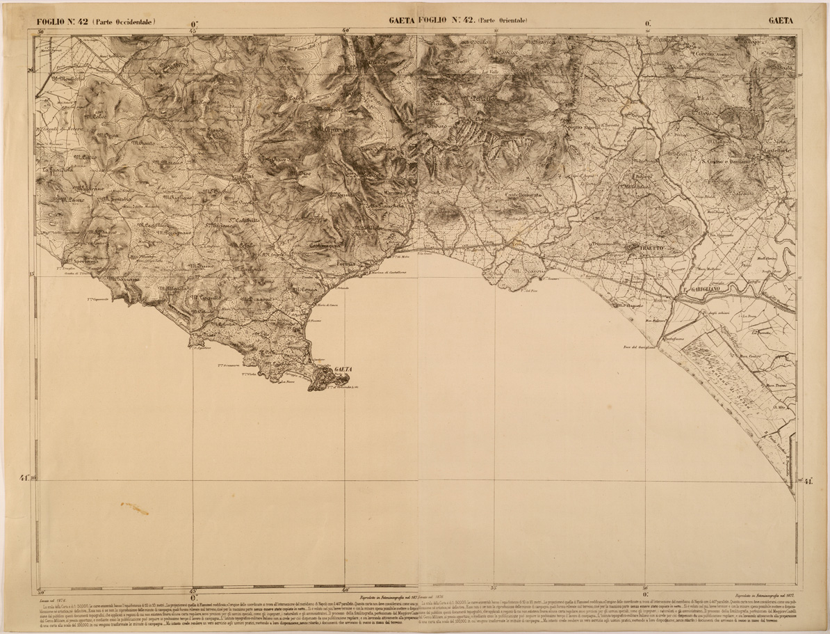 (N:27491) CARTA DELLE PROVINCE MERIDIONALI - FOGLIO 42 - GAETA (SE001234) Carte e stampe antiche: riproduzione a colori su carta (formato A1)