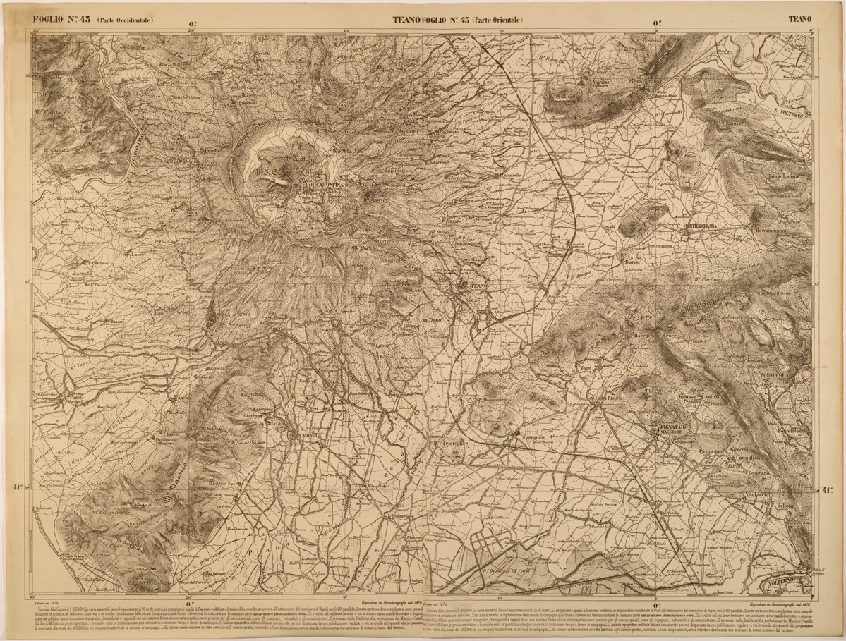 (N:27492) CARTA DELLE PROVINCE MERIDIONALI - FOGLIO 43 - TEANO (SE001235) Carte e stampe antiche: riproduzione a colori su carta (formato A1)