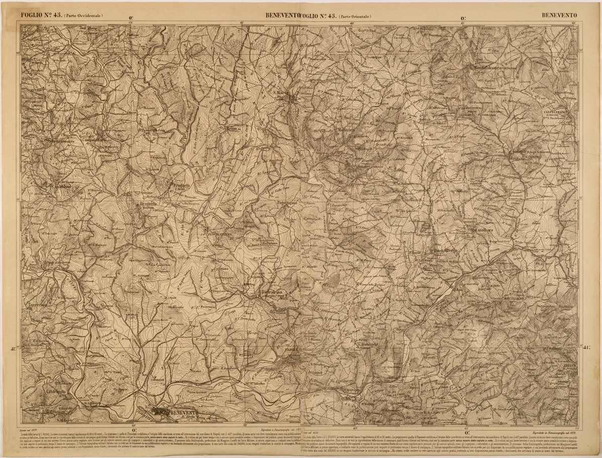 (N:27494) CARTA DELLE PROVINCE MERIDIONALI - FOGLIO 45 - BENEVENTO (SE001237) Carte e stampe antiche: riproduzione a colori su carta (formato A1)