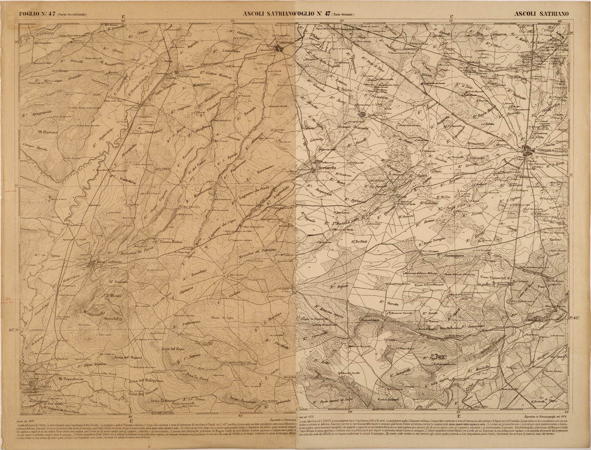 (N:27496) CARTA DELLE PROVINCE MERIDIONALI - FOGLIO 47 - ASCOLI SATRIANO (SE001239) Carte e stampe antiche: riproduzione a colori su carta (formato A1)