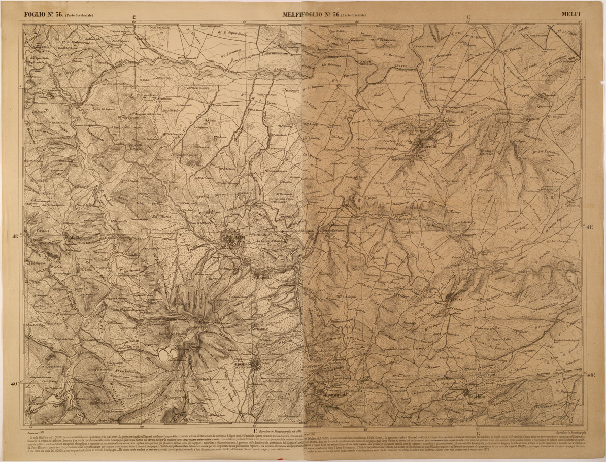(N:27505) CARTA DELLE PROVINCE MERIDIONALI - FOGLIO 56 - MELFI (SE001248) Carte e stampe antiche: riproduzione a colori su carta (formato A1)