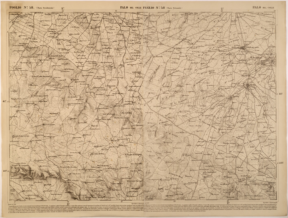 (N:27507) CARTA DELLE PROVINCE MERIDIONALI - FOGLIO 58 - PALO DEL COLLE (SE001250) Carte e stampe antiche: riproduzione a colori su carta (formato A1)