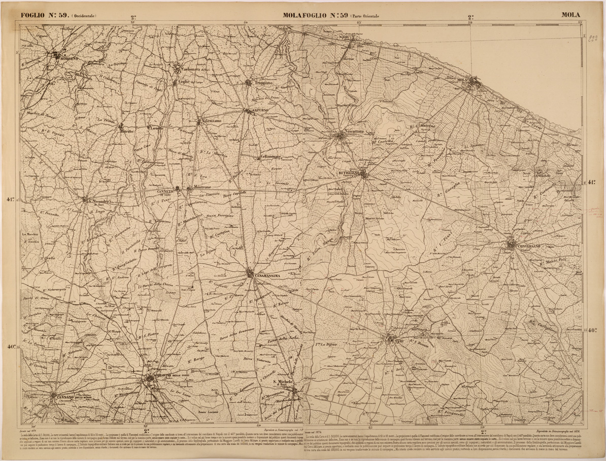 (N:27511) CARTA DELLE PROVINCE MERIDIONALI - FOGLIO 59 - MOLA (SE001251) Carte e stampe antiche: riproduzione a colori su carta (formato A1)
