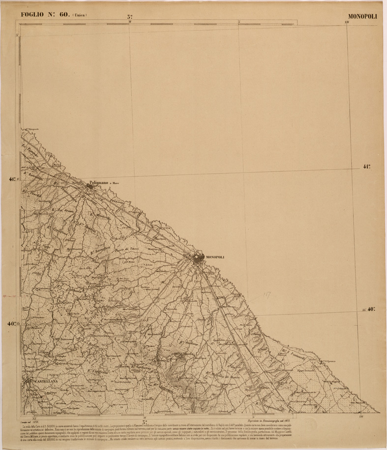 (N:27512) CARTA DELLE PROVINCE MERIDIONALI - FOGLIO 60 - MONOPOLI (SE001252) Carte e stampe antiche: riproduzione a colori su carta (formato A1)
