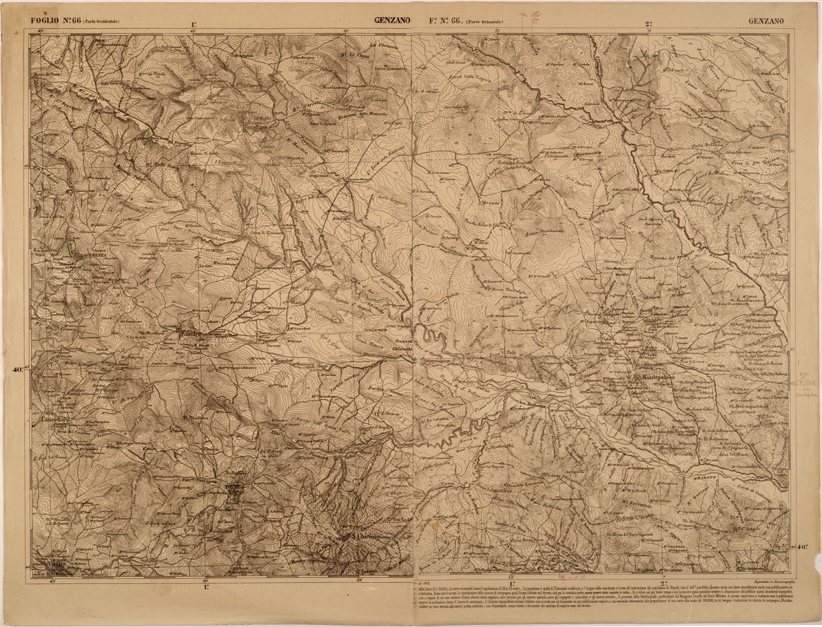 (N:27518) CARTA DELLE PROVINCE MERIDIONALI - FOGLIO 66 - GENZANO (SE001258) Carte e stampe antiche: riproduzione a colori su carta (formato A1)