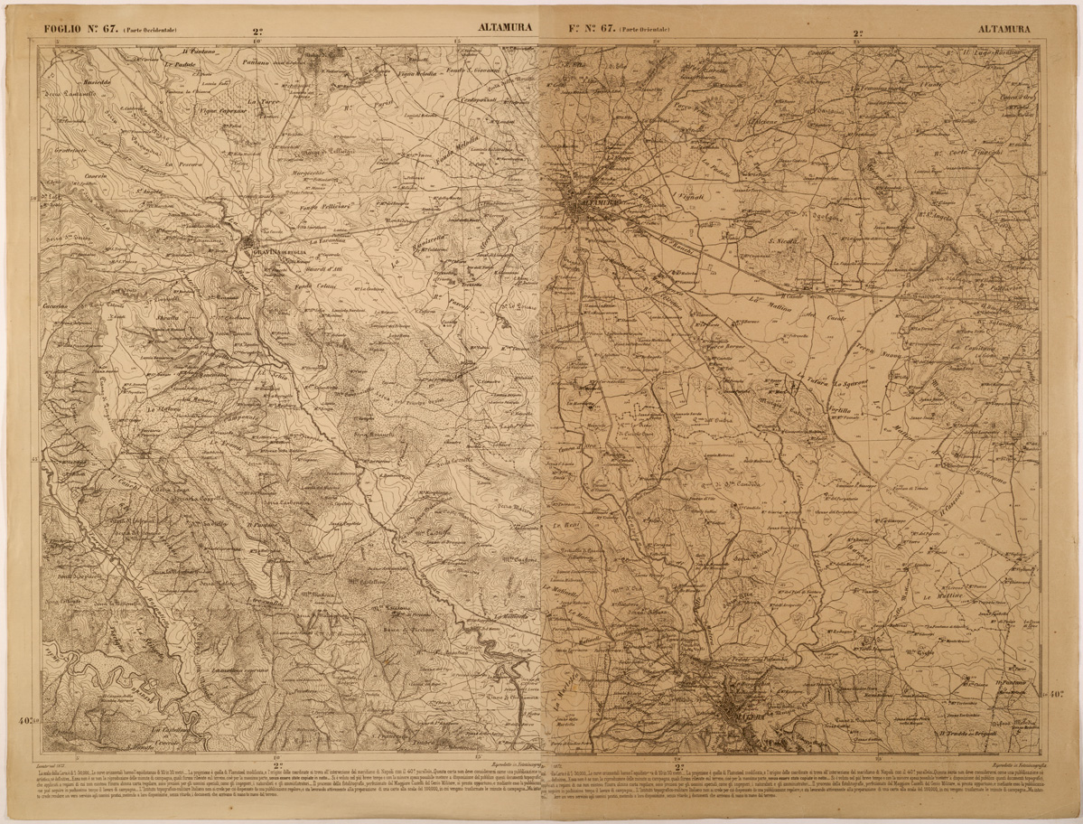 (N:27519) CARTA DELLE PROVINCE MERIDIONALI - FOGLIO 67 - ALTAMURA (SE001259) Carte e stampe antiche: riproduzione a colori su carta (formato A1)