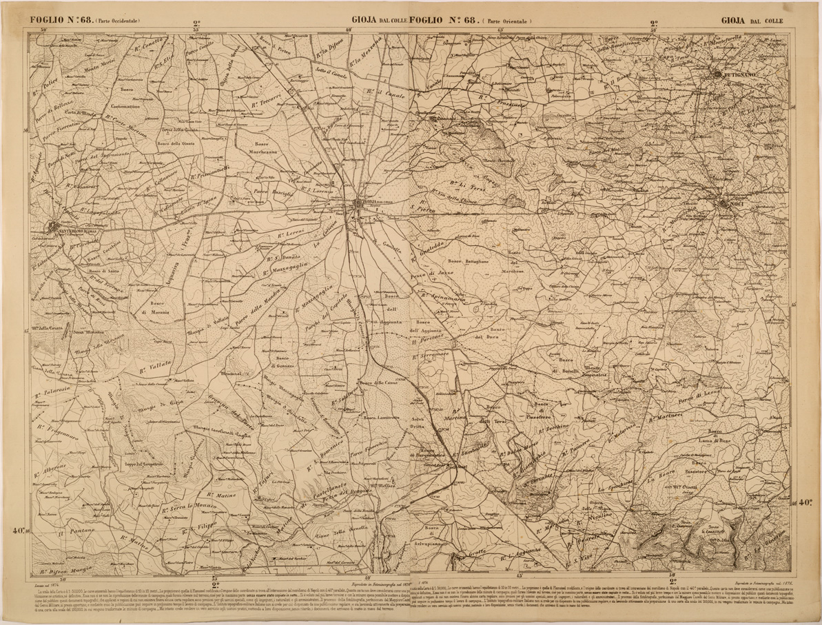 (N:27520) CARTA DELLE PROVINCE MERIDIONALI - FOGLIO 68 - GIOIA DEL COLLE (SE001260) Carte e stampe antiche: riproduzione a colori su carta (formato A1)
