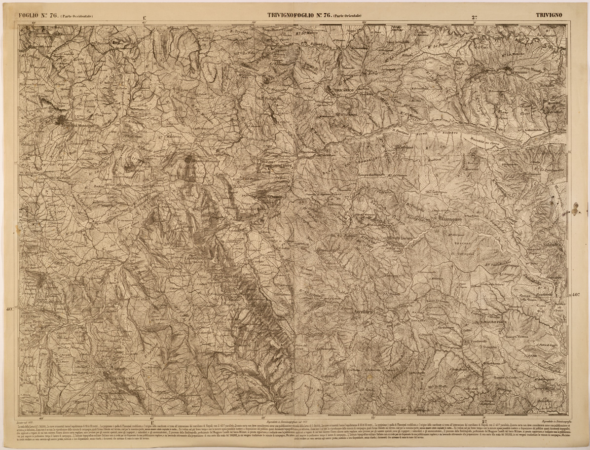 (N:27529) CARTA DELLE PROVINCE MERIDIONALI - FOGLIO 76 - TRIVIGNO (SE001268) Carte e stampe antiche: riproduzione a colori su carta (formato A1)