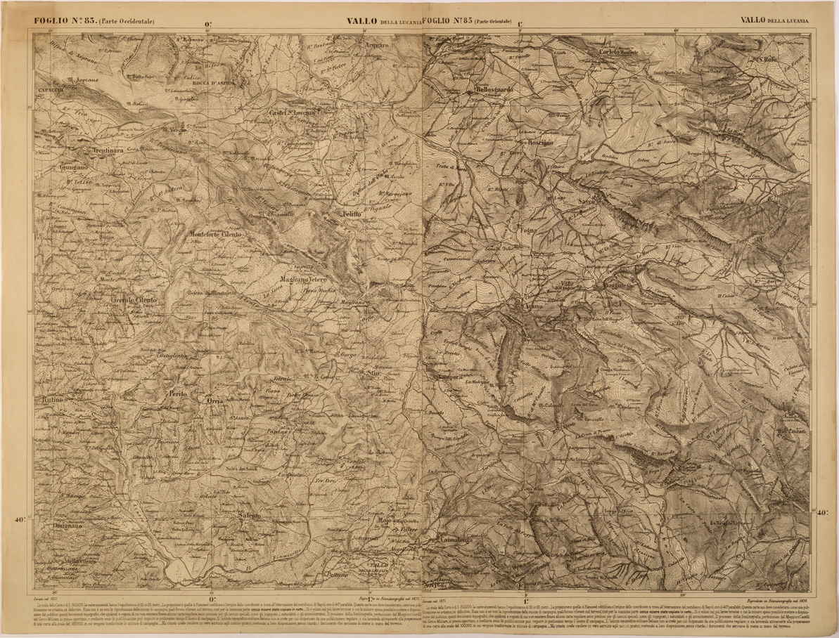 (N:27536) CARTA DELLE PROVINCE MERIDIONALI - FOGLIO 83 - VALLO DELLA LUCANIA (SE001275) Carte e stampe antiche: riproduzione a colori su carta (formato A1)