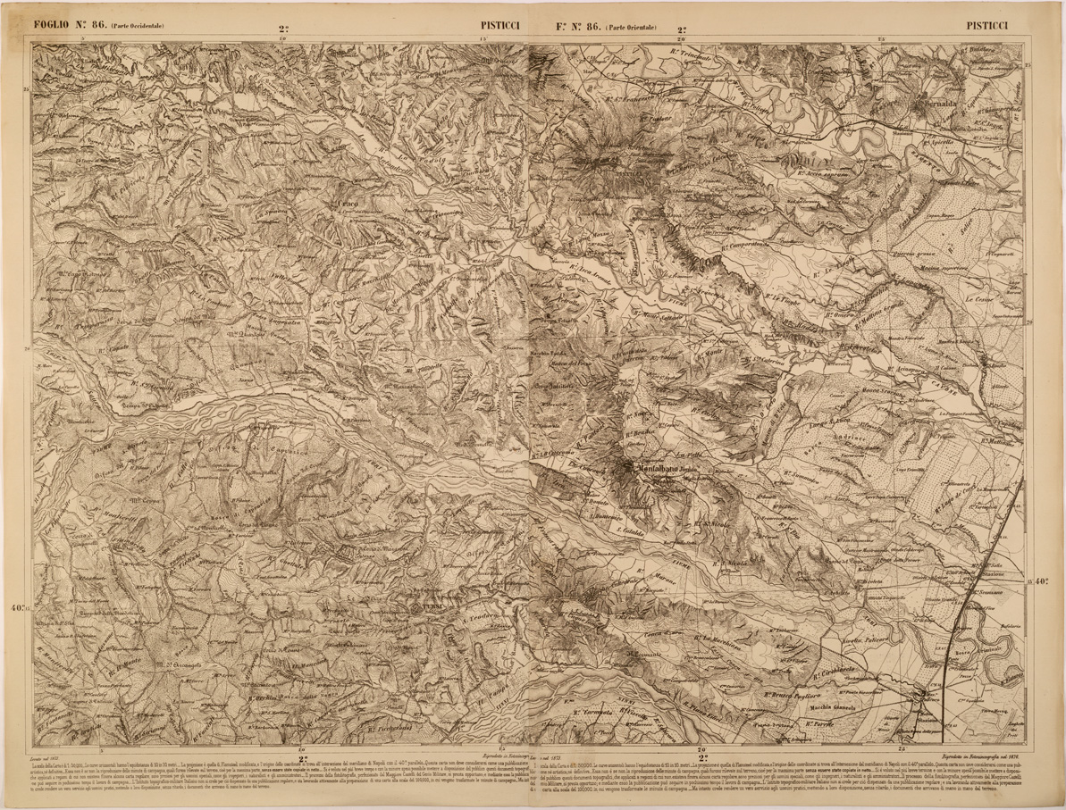 (N:27552) CARTA DELLE PROVINCE MERIDIONALI - FOGLIO 86 - PISTICCI (SE001278) Carte e stampe antiche: riproduzione a colori su carta (formato A1)